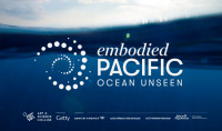 Embodied Pacific: Ocean Unseen logo overlaid on dark blue water