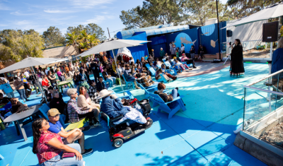 Birch Aquarium guests at the Indigenous Ocean Day opening ceremony