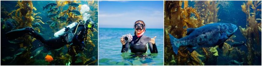 Student worker in diving gear.